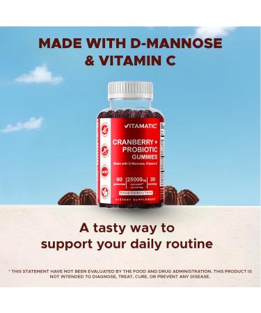 2 Pack Vitamatic Vegan Cranberry Gummies 1000mg - 60 Count - Supports Healthy Urinary Tract - Non-GMO & Gluten Free - Buy Online on GoSupps.com