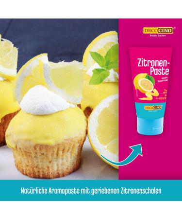 Decocino Lemon Paste 50g | Vegan Natural Aroma with Grated Lemon Peels for Baking Cake Creams Toppings & Desserts - Buy Online on GoSupps.com