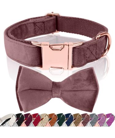 Asvin dog collar velvety with removable dog fly soft and comfortable dogs collar multi -color velvety dog collar for weddings birthdays parties etc. Dark pink
