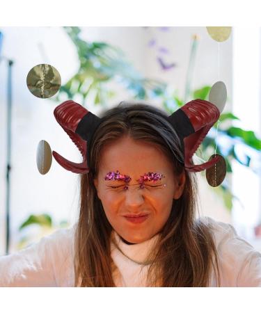 ABOOFAN Gothic Sheep Horn Headbands Devil Horn Headband Animal Hair Hoops for Halloween Festival Evil Costume Party Hair Accessories Decorations - Buy Online on GoSupps.com