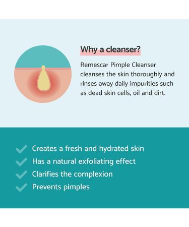 Remescar Pimple Cleanser 75ml - Deeply Purifies The Skin - Helps to Prevent and Reduce Pimples and Spots - Enzymatic Exfoliating Pimple Face Wash with Tea Tree Oil - Buy Online on GoSupps.com