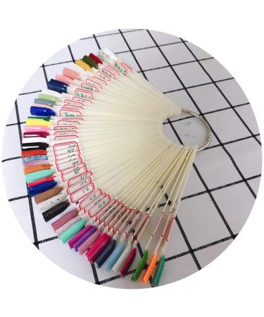 Transparent Fan-Shaped Nail Tips Display with Metal Screw Ring Holder - Perfect for Nail Art Showcase - Buy Online on GoSupps.com