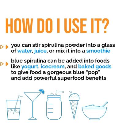 Organic Blue Spirulina Powder - 100% Pure Superfood for Smoothies & Protein Drinks - Non GMO, Gluten-Free, Dairy-Free, Vegan - USDA Certified - 30 Servings - Buy Online on GoSupps.com