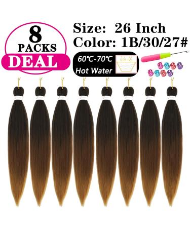 8 Packs Pre-Stretched Braiding Hair- 26 Inch Crochet Twist Braids for Black Women (1B/30/27) - Buy Online on GoSupps.com