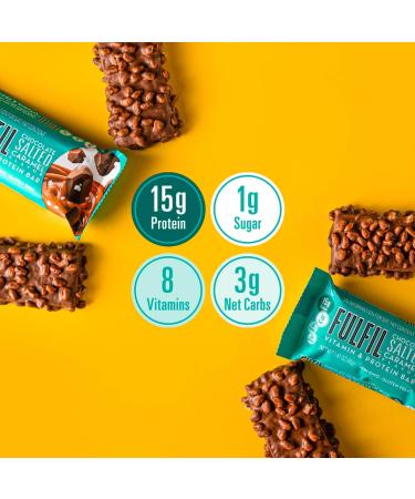 FULFIL Vitamin and Protein Bars Chocolate Salted Caramel Snack Sized Bar with 15g Protein & Vitamin and Protein Bars Hazelnut Snack Sized Bar with 15 g Protein and 8 Vitamins - Buy Online on GoSupps.com
