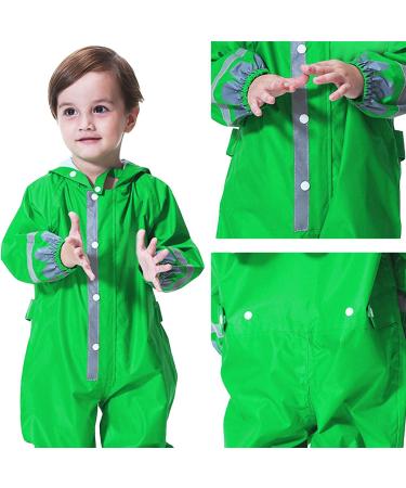 De feuilles Kids Button Rain Suit 2-3 Years Green Frog Waterproof All-in-one Hooded Raincoat Jumpsuit - Buy Online on GoSupps.com
