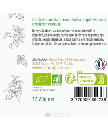 Organic Nettle Capsules - Pure Organic Spicy Nettle Leaf Extract - Rich in Biologically Active Compounds - Made in France - 90 Vegetable Capsules - Buy Online on GoSupps.com