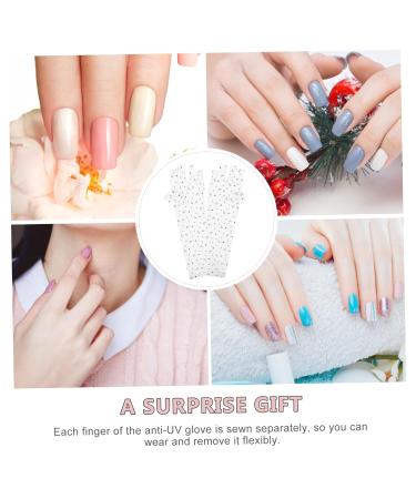 FRCOLOR 2 Pairs Nail Gloves Uv Light Gloves Gel Manicure Uv Gloves Gel Manicure Gloves Uv Lamp Uv Protection Manicure Gloves Polyester Grill Lamp Women's White Lightweight 38x13cm - Buy Online on GoSupps.com