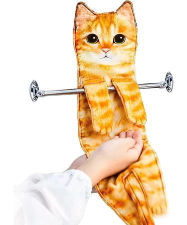 Cat Funny Hand Towels - Cute Decorative Washcloths for Bathroom & Kitchen Decor - Absorbent & Soft - Great Housewarming Gift for Cat Lovers - Orange - Buy Online on GoSupps.com