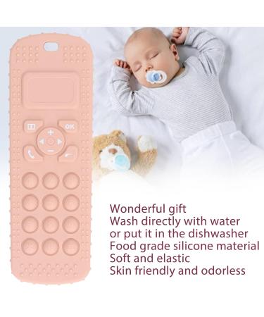 Peach Pink Silicone Baby Teething Toy - Remote Control Shaped for Soothing Massage at Home - Buy Online on GoSupps.com