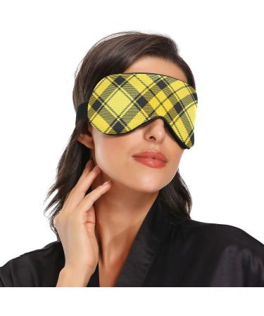 WELLDAY Yellow and Black Tartan Plaid Sleep Mask - Adjustable Strap for Men and Women - Buy Online on GoSupps.com