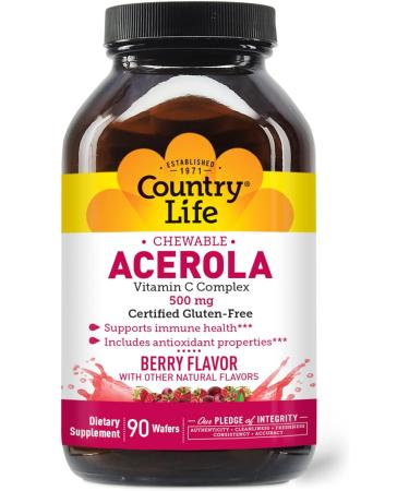 Country Life Acerola Vitamin C Complex 500mg Chewable Berry - Citrus - 90 Wafers