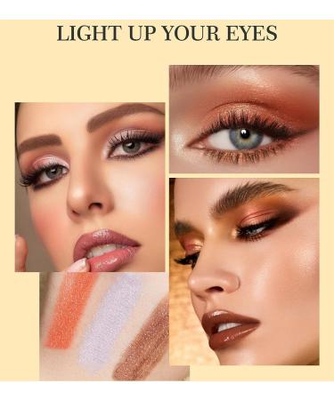 Go Ho Orange Highlighter Eyeshadow Stick - Cream-to-Powder Pen for Bright Eyes | Shimmer Orange Hue | Easy Application with Sponge | 01 Shimmer Orange & 02 Highlighter - Buy Online on GoSupps.com