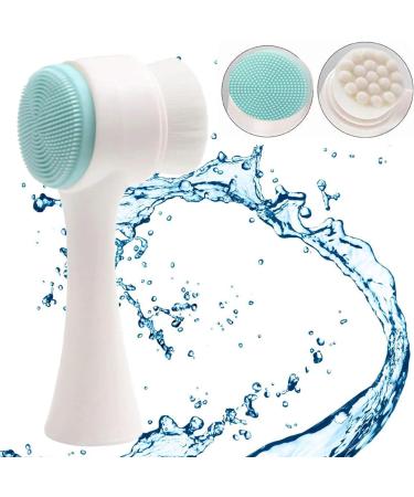2-in-1 Manual Facial Cleansing Brush - Soft Bristles, Double-Sided Silicone Wash, Exfoliating Brush for Deep Cleansing, Blackhead Removal & Massaging - Blue - Buy Online on GoSupps.com