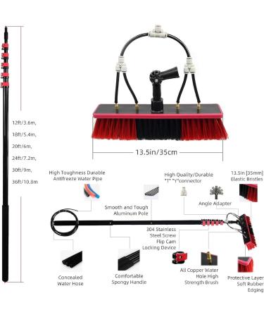 Telessolar Photovoltaic Panel Cleaning Water Fed Brush Kit Water Spray Window Cleaning Brush for Windows Glass Wall Photovoltaic Panel Washing (Color : 18ft/5.4m) (12ft/3.6m) - Buy Online on GoSupps.com