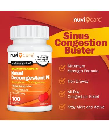 Max Strength PE Phenylephrine HCl 10mg Non Drowsy Nasal Decongestant - Allergy Sinus Congestion Relief Compare to Sudafad PE Decongestant Tablets - Sinus Decongestants for Adults (2 Pack) 200 Caplets (Pack of 2) - Buy Online on GoSupps.com