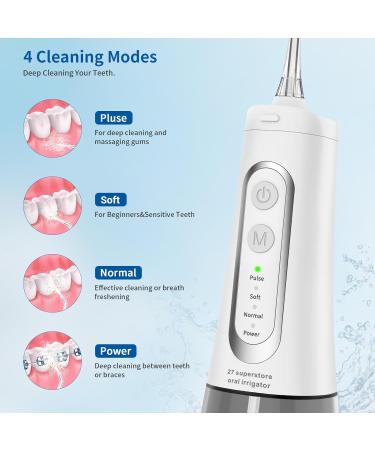27 Superstore Portable Water Dental Flosser - 300 ML Electric Oral Irrigator | Rechargeable Waterproof Teeth Cleaning Travel Tool - Buy Online on GoSupps.com