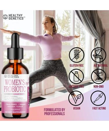 Healthy Genetics Liquid Probiotics for Women | Prebiotic + Cranberry + Probiotics for Digestive Health | Acidophilus Probiotic | Dairy Free | Vegan | Non-GMO | Gluten Free | 30 Servings - Buy Online on GoSupps.com