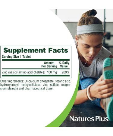 Nature's Plus Mega Zinc 100 mg - 90 Tablets | Premium Immune Support & Health - Buy Online on GoSupps.com