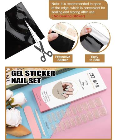 Kalolary 20PCS Luminous Glitter Gel Nail Polish Strips - Glow in the Dark Waterproof Nail Wrap Stickers (White) - Includes Nail File and Stick - Buy Online on GoSupps.com