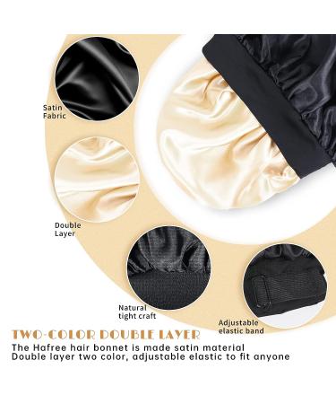 Double Layer Silk Satin Bonnet for Black Women - Adjustable Sleep Cap for Curly Hair (Black) - Buy Online on GoSupps.com