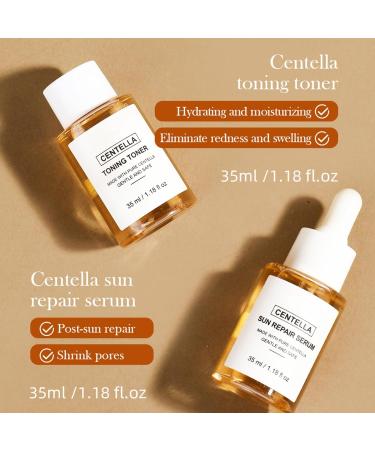 XJBD Centella Travel Kit 5-Piece Mini Korean Facial Gift Set with Soothing Cream Toner Sun Repair Serum Cleansing Oil & Foam - Hydrating Anti-Aging SkinCare for Sensitive & Acne-Prone Skin - Buy Online on GoSupps.com