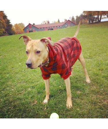 Plaid Dog Hoodie Pet Clothes Sweater with Hat - X-Large Red - Buy Online on GoSupps.com