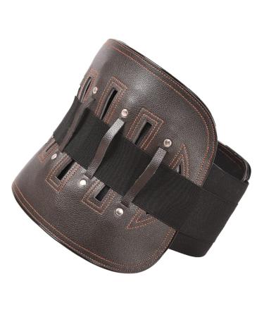 FRCOLOR Belt Spine Massage Stool Lumbar Support Brace Back Brace Back Support Brace Leather Bracers Brace Straps for Men Lumbar Brace Men and Women Work Low Back 118X25X2cm Brown