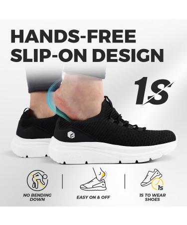 Fitville Women's Extra Wide Slip-On Walking Shoes | Thick Sole Breathable Sneakers for Wide Feet - Size 39.5 EU - Black - Buy Online on GoSupps.com
