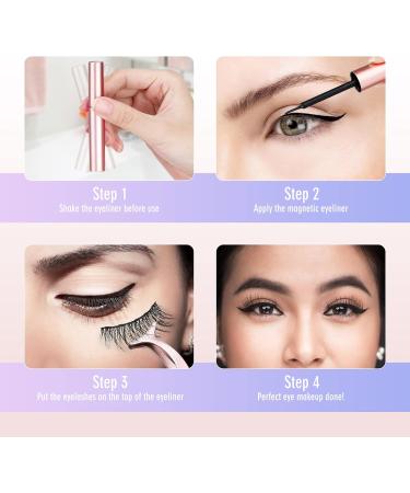 Magnetic Eyelashes and Magnetic Eyeliner Kit 5 Pairs 3D Reusable Magnetic False Lashes and 2 Tubes of Magnetic Eyeliner Easy to Wear Waterproof Long Lasting Natural Eyelashes - Buy Online on GoSupps.com