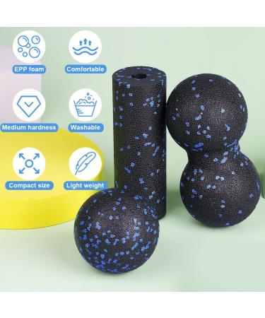 Lophe Fascia Ball Set - 3 Piece Massage Ball & Roller for Muscle Pain Relief | Blue Fascia Roller & Peanut Massage Ball for Back Tension Relief - Buy Online on GoSupps.com