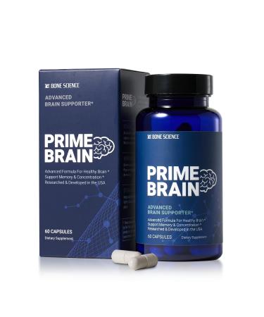 BONE SCIENCE - Prime Brain Supplement - Nootropic for Focus Memory & Cognitive Performance with Alpha GPC L-Theanine & Ginkgo Biloba Vegan - 60 Capsules