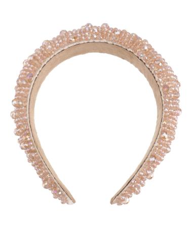 Lurrose 1pc Rhinestone Headband for Women Crystal Beaded Headbands Padded Rhinestone Headband for Women Girls (Coffee)