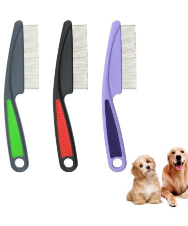 3 Pcs Pet Grooming Dematting Comb Stain Remover Pet Combs Flea Comb for Cat Dog Fleas Lice Tear Fine Tooth Grooming Removal Tool