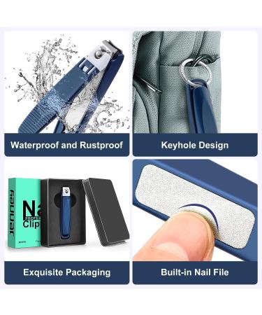 Jenney Nail Clipper with Catcher - Sharp Stainless Steel Cutters for Fingernails and Toenails - No Splash Professional Nail Clippers with File - Durable Blue Trimmer for Women and Men - Buy Online on GoSupps.com