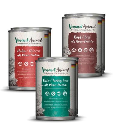 Venandi Animal - Premium wet food for cats - Tasting package I as a monoprotein 6 Pack (6 x 400 g) grain -free monoprotein single - Buy Online on GoSupps.com