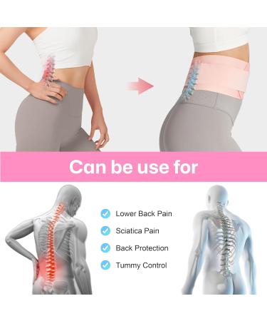 Ultra Thin Back Brace for Lower Back Pain Relief | Adjustable & Lightweight Support Brace for Sciatica Scoliosis & Herniated Disc - Pink Large - Buy Online on GoSupps.com