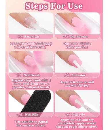 EBANKU 15PCS Dip Powder Nail Starter Kit - 6 Colors Nude Pink Glitter - DIY French Manicure Essential Set - Buy Online on GoSupps.com