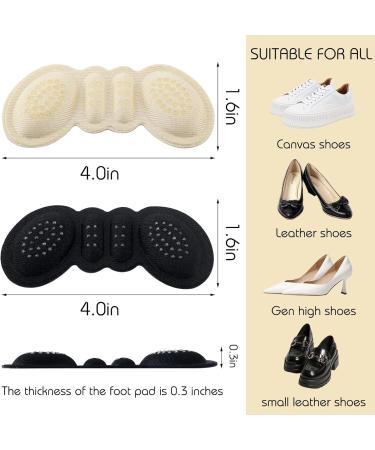 8 Pairs Anti-Slip Heel Pads for Loose Shoes | Heel Grips for Men & Women | Cushioned Inserts to Prevent Rubbing & Blisters - Black & Beige - Buy Online on GoSupps.com