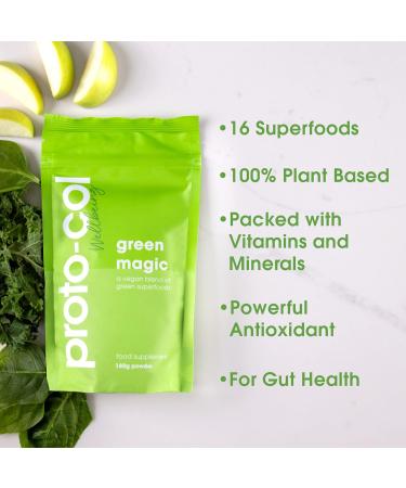Proto-col Green Magic - Vegan Spirulina & Chlorella Super Greens Powder - 180g Pouch - Buy Online on GoSupps.com