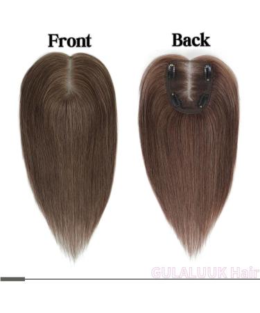Silk Base Real Human Hair Topper for Thinning Hair Women - Medium Auburn Brown (6#) 12inch - Buy Online on GoSupps.com