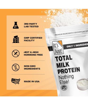 It's Just! - Total Milk Protein Concentrate Powder Naturally 80% Casein / 20% Whey rBSH/RBST Hormone Free No Added Sugar MPC-85 (1 Pound Unflavored) Unflavored 1 Pound (Pack of 1) - Buy Online on GoSupps.com