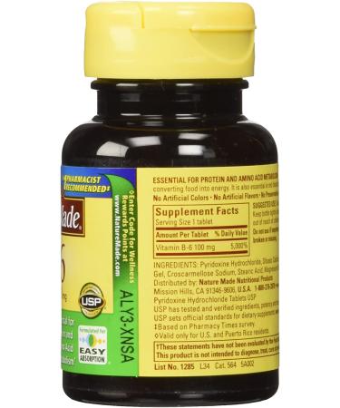 Nature Made Vitamin B-6 100mg Tablets - 200 Count (2 Pack) | Essential B Vitamin Supplement - Buy Online on GoSupps.com