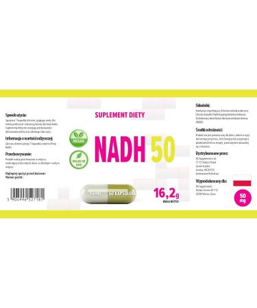 Hepatica NADH 50mg 60 Vegetable Capsules Tested by a Third Party Laboratory Gluten Free and GMO Free - Buy Online on GoSupps.com