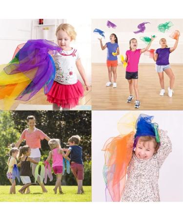 20 Pieces Colorful Chiffon Dance Towels - 60x60cm Jongliertcher Performance Scarves for Kids' Parties & Activities | Wonwood_direct - Buy Online on GoSupps.com
