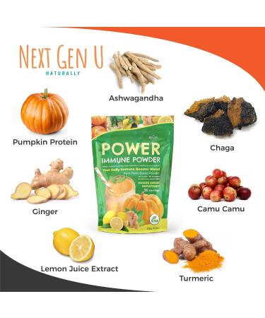 Immune Support - Supplement Powder 150g - Superfood Booster for Adults - Natural Immunity Defense - Daily Drink Mix for Women & Men - Plant Based Vegan & Gluten Free Smoothie Boost by NextGenU - Buy Online on GoSupps.com