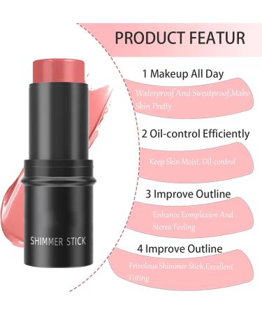 Creamy Blush Stick Highlighter Contour Stick Matte Cream Blush Makeup Waterproof Long-lasting - 1.00 g (Pack of 1) - Buy Online on GoSupps.com
