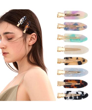 FRDTLUTHW 8Pcs No Crease Hair Clips for Styling No Bend Hair Clip Acrylic Resin Flat Hair Barrettes for Makeup  Hair Styling Accessories for Women/Girls(Multiple Styles)-Style 1 Set 1: 8Pcs 8colors