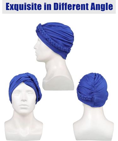 3-Pack Pre-Tied Turban Headwraps for Women - Black, Royal Blue, Gray - Buy Online on GoSupps.com
