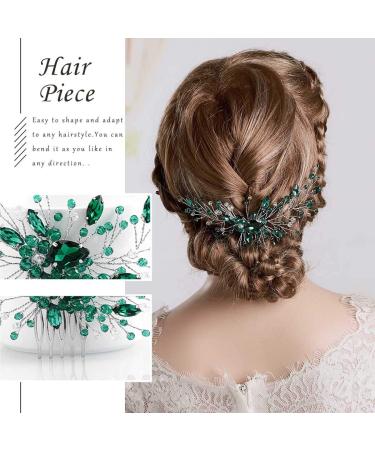 IYOU Princess Green Crystal Hair Comb - Bridal Wedding Headpiece for Girls & Women - Silver Accessories - Buy Online on GoSupps.com